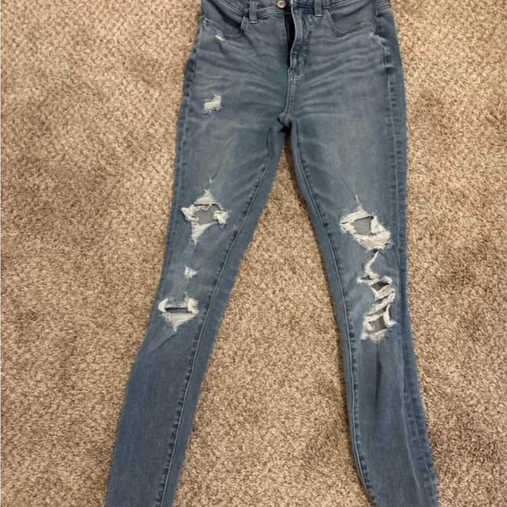 American Eagle By Payless Distressed Skinny Jeans - Blue